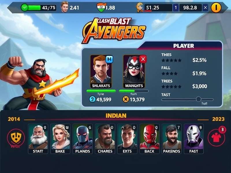 Clash Blast Avengers character selection screen
